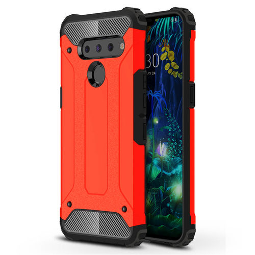 Military Defender Tough Shockproof Case for LG V50 ThinQ - Red